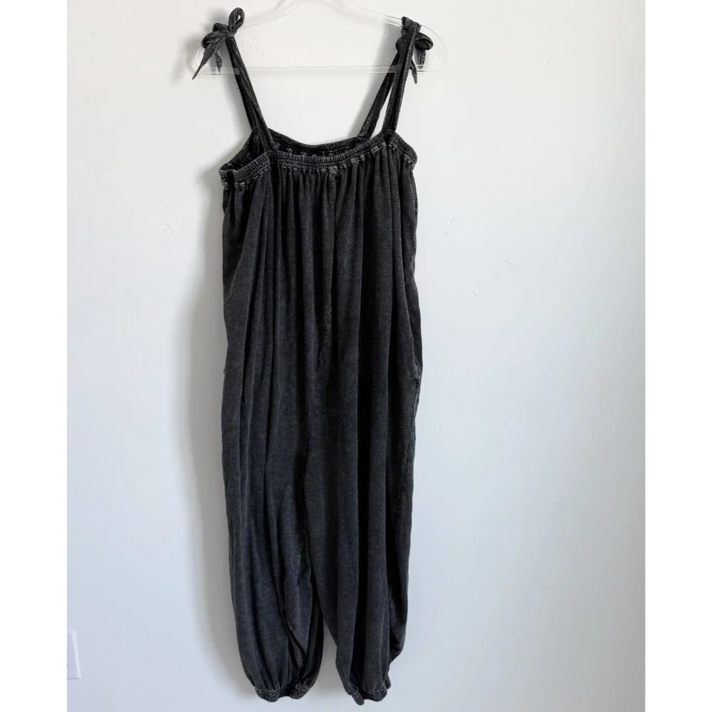 Free People Intimately Jumpsuit in Washed Black Flowy Cozy Size M/L